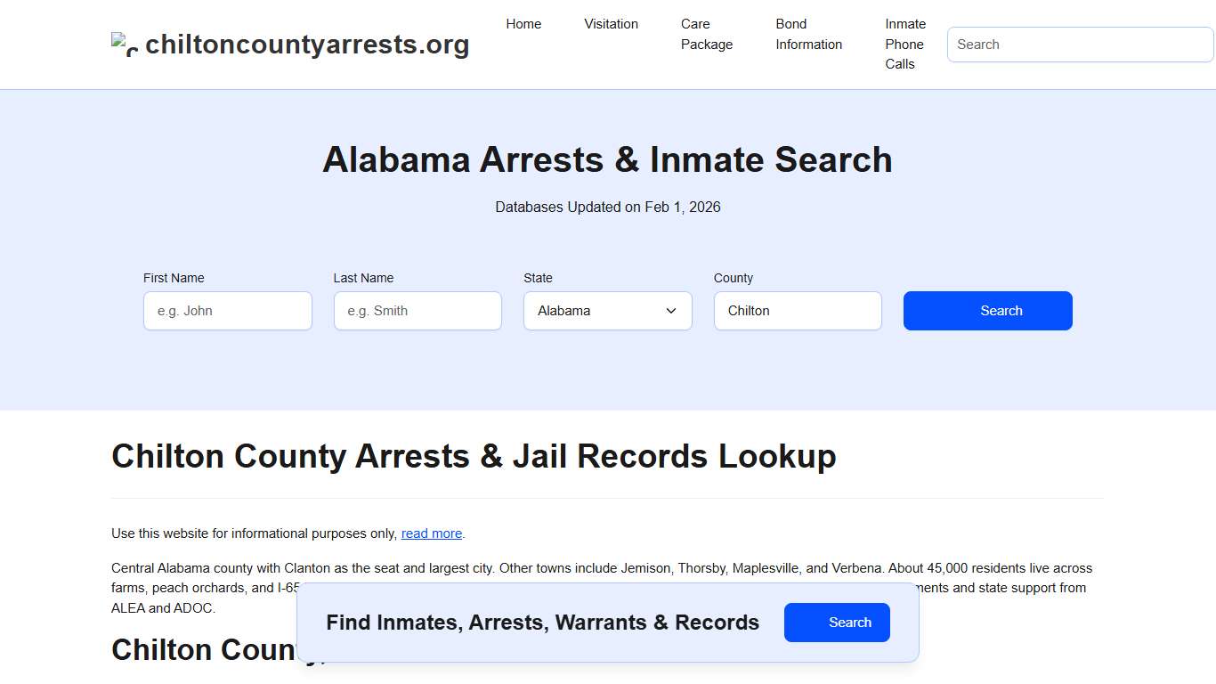 Chilton County, AL Arrests, Warrants, Police Records Search